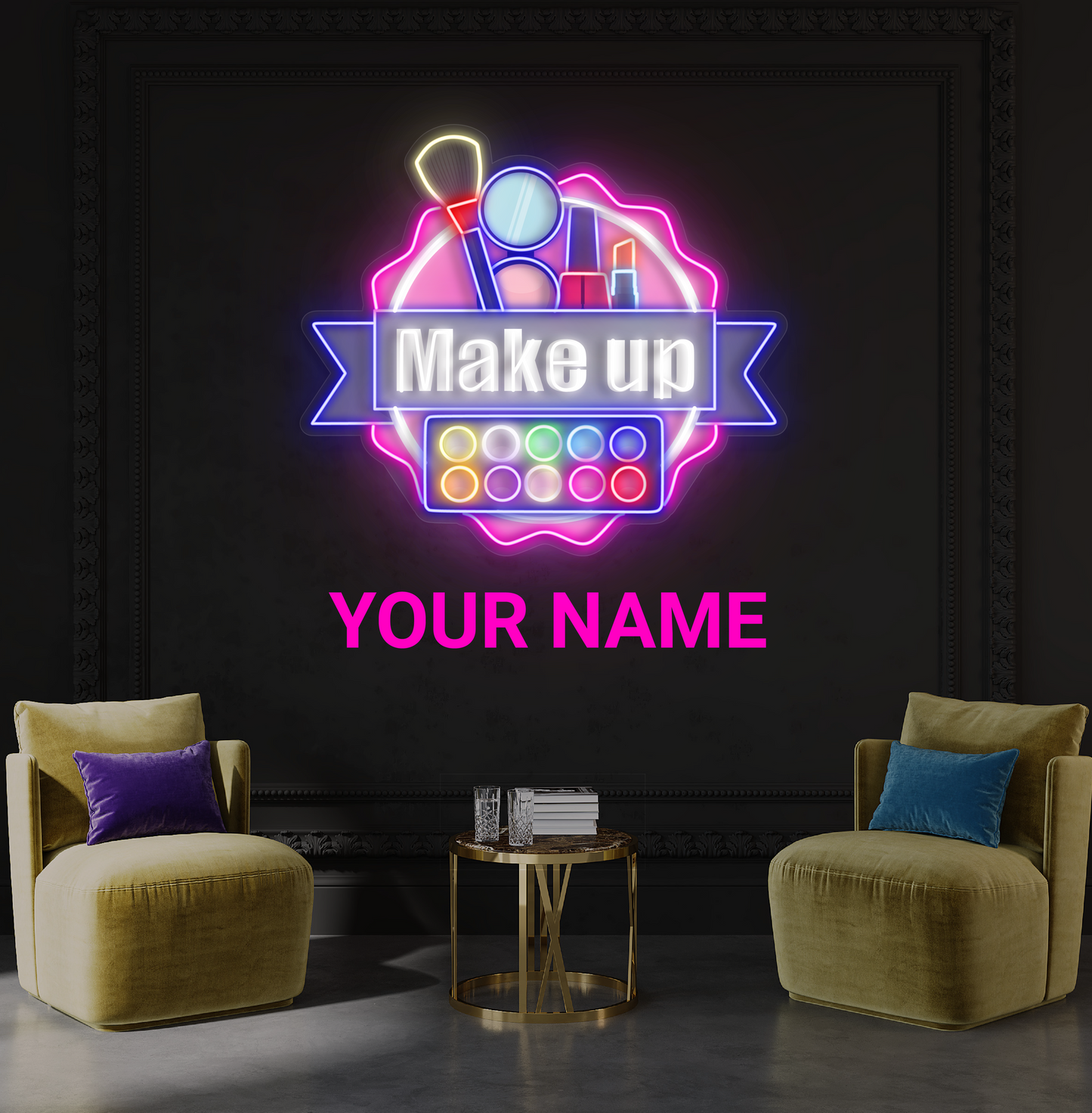 Enseigne néon LED murale « Palette de maquillage »
