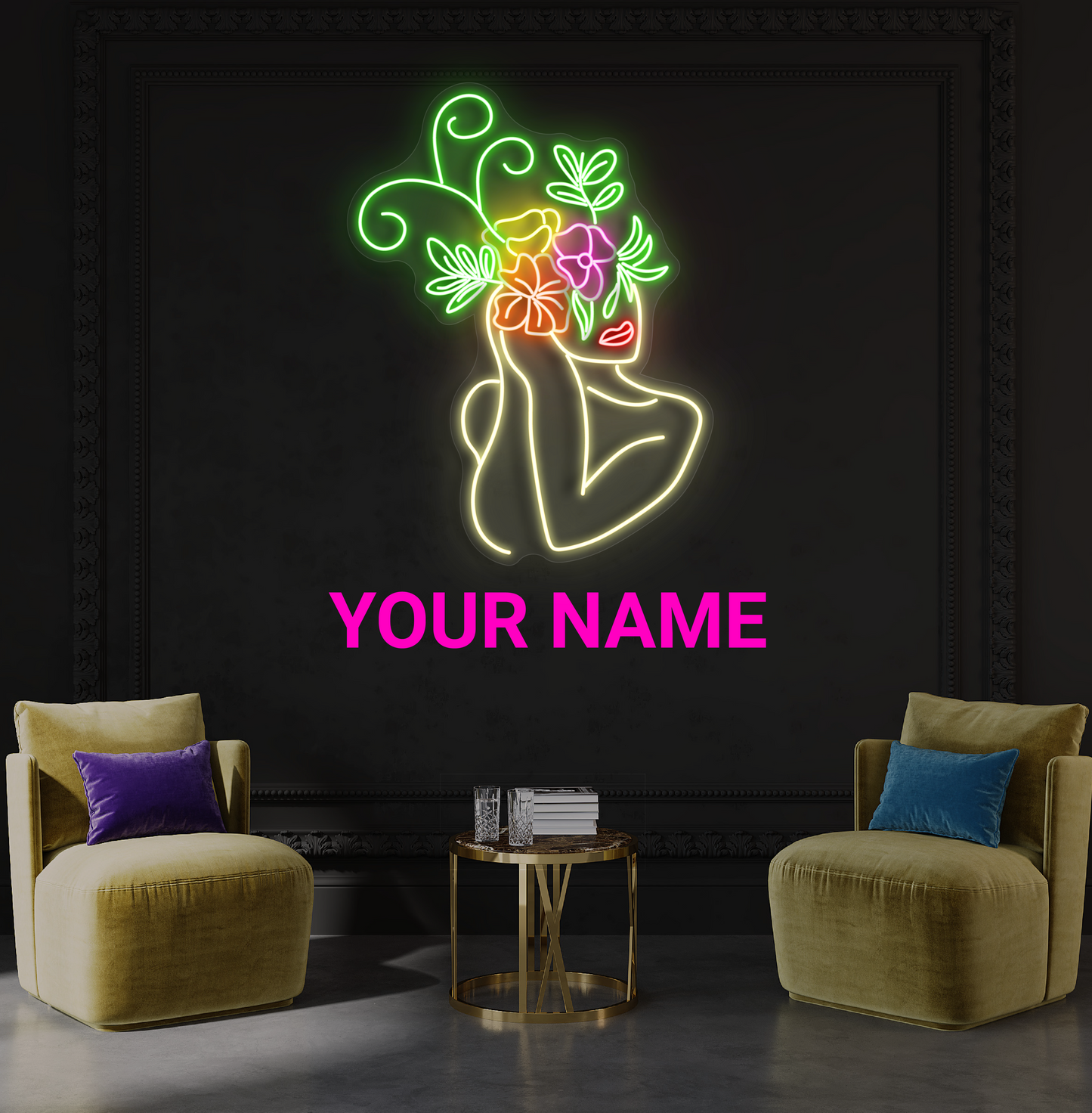 Enseigne LED néon décorative florale