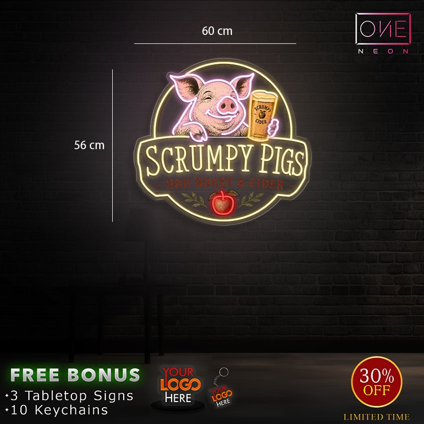 SCRUMPY PIGS  | LED Neon Sign (WATERPROOF)