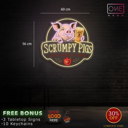 SCRUMPY PIGS  | LED Neon Sign (WATERPROOF)