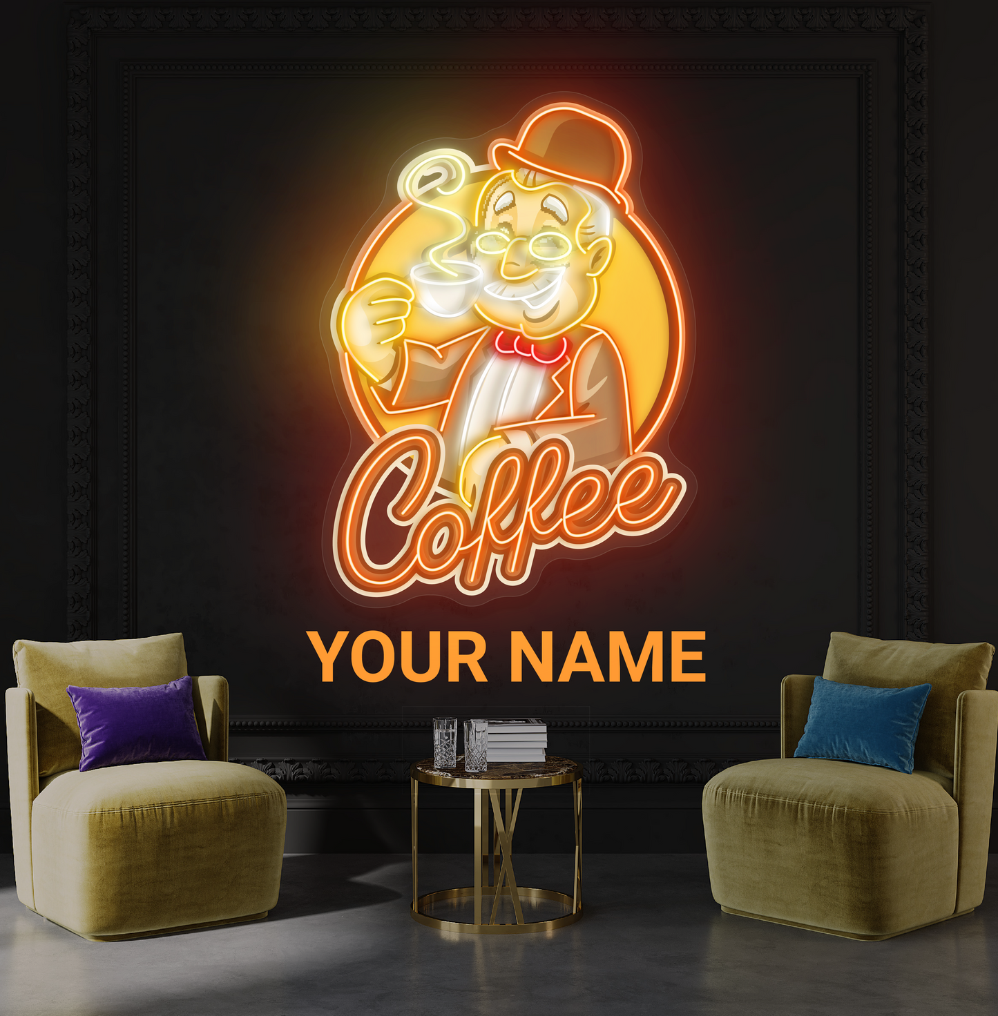 Enseigne lumineuse LED néon "Gentleman's Coffee"